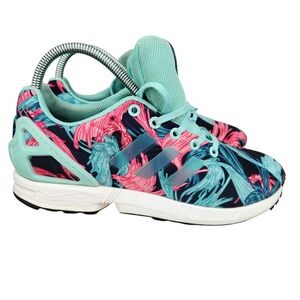Adidas  ZX Flux Running Shoes Mens 6 Floral Aqua Blue Sneakers Trainers‎ BY9827